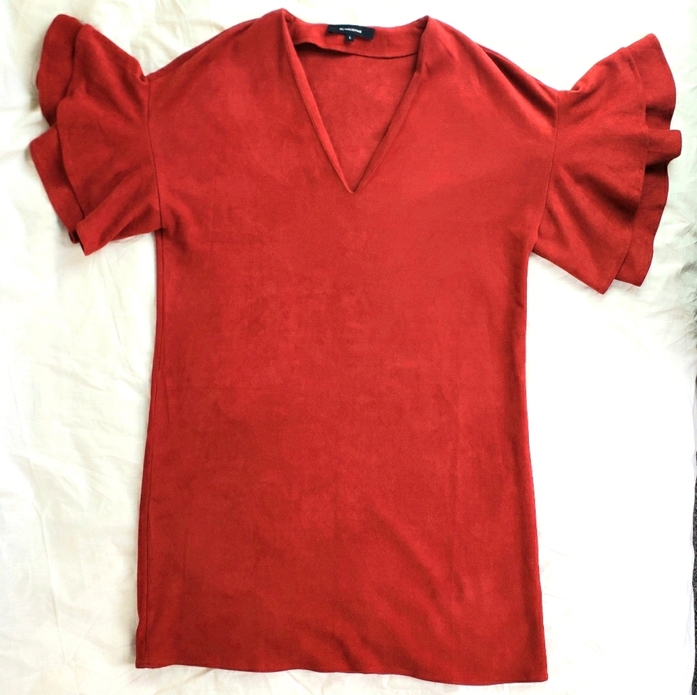 Olivaceous Burnt Orange Bat Wing Dress Large